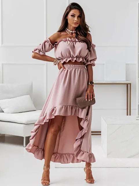 Merche rufsigt set med enfärgad off shoulder-design