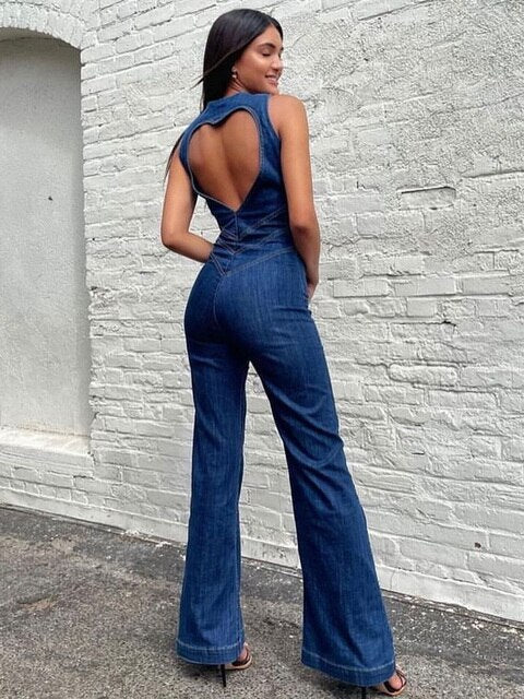 Merche-Stil Herzform rückenfrei Design Jumpsuit