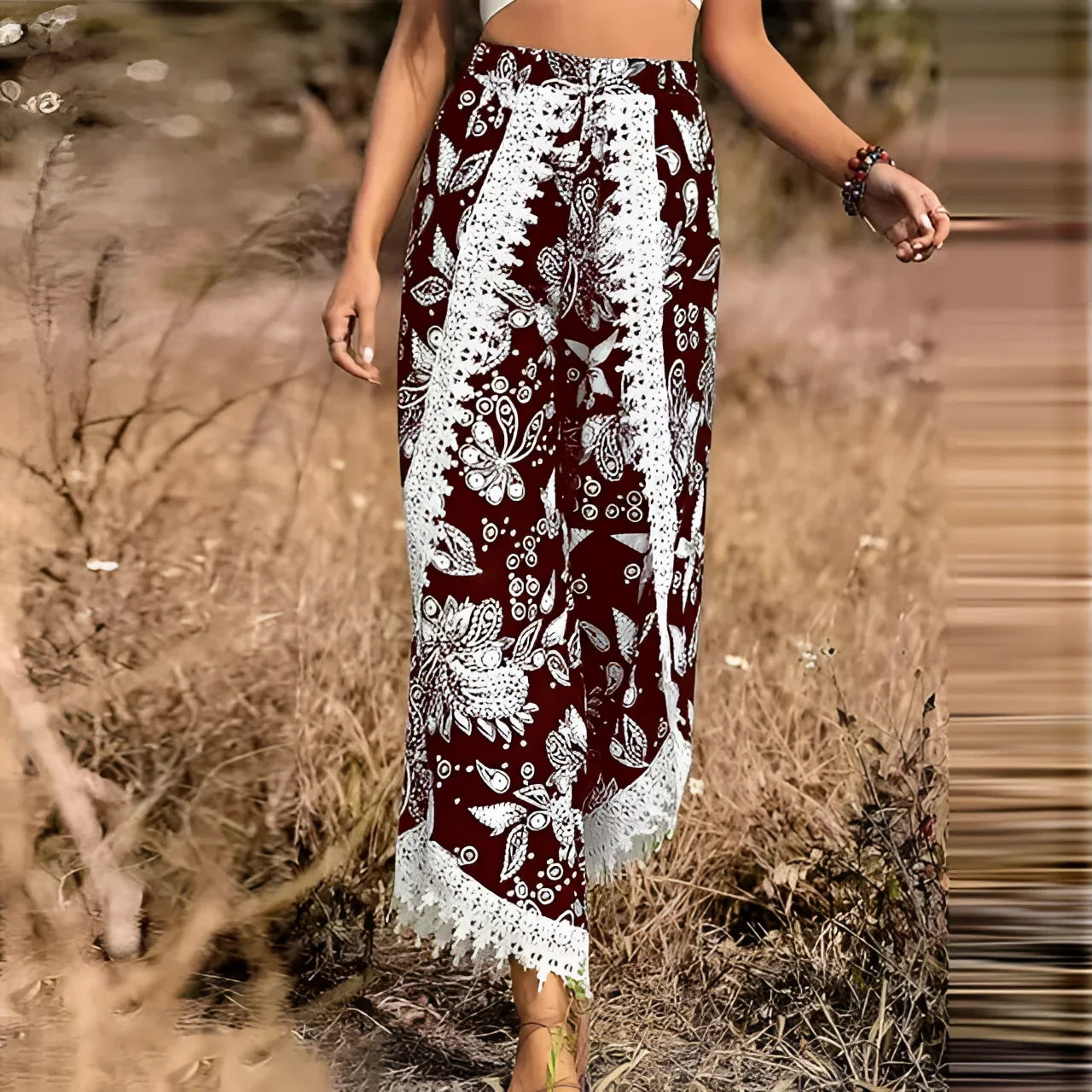 Merche Palazzo-Hosen Blumenmuster - Leichte Sommerhose Damen