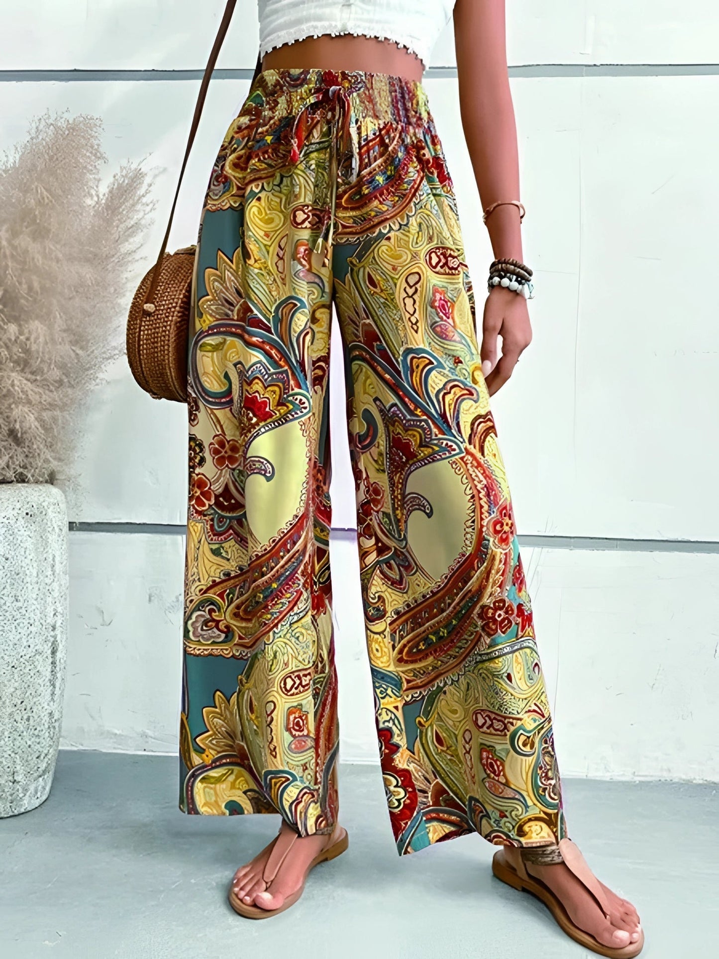 Merche Palazzo-Hosen - Paisley-Ethno-Druck für Damen Sommer