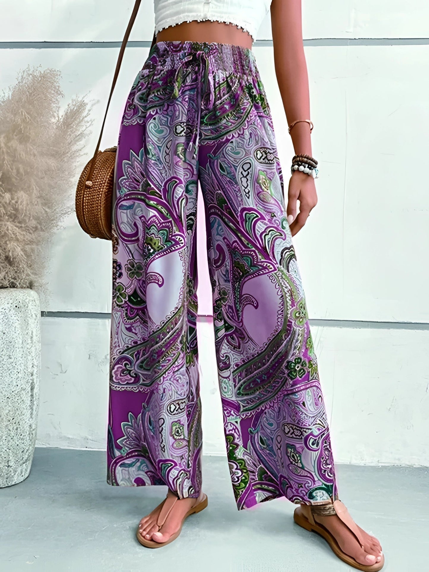 Merche Palazzo-Hosen - Paisley-Ethno-Druck für Damen Sommer