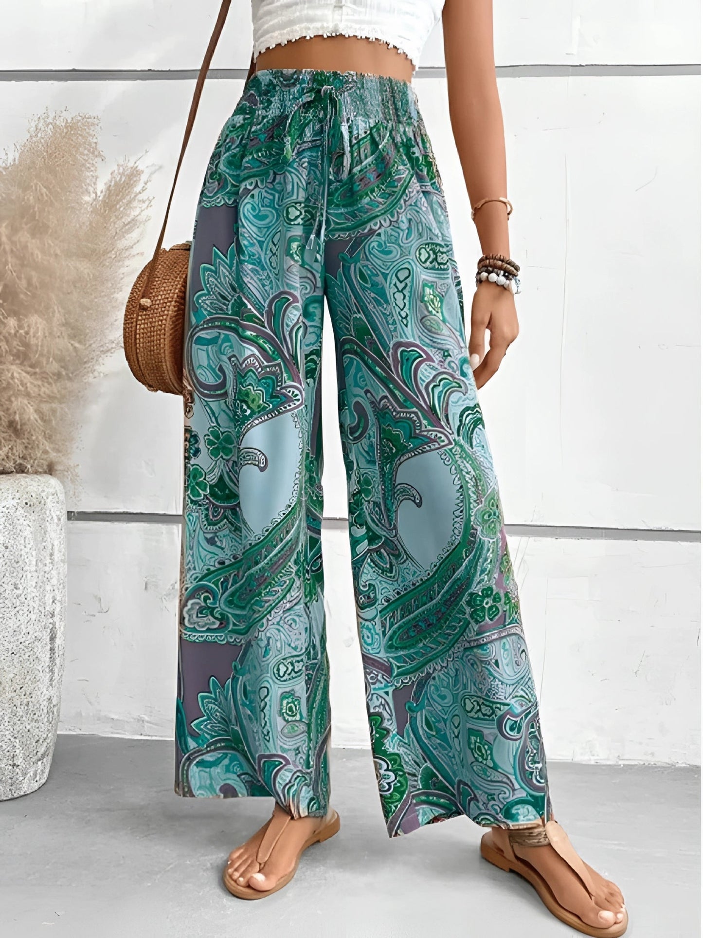 Merche Palazzo-Hosen - Paisley-Ethno-Druck für Damen Sommer