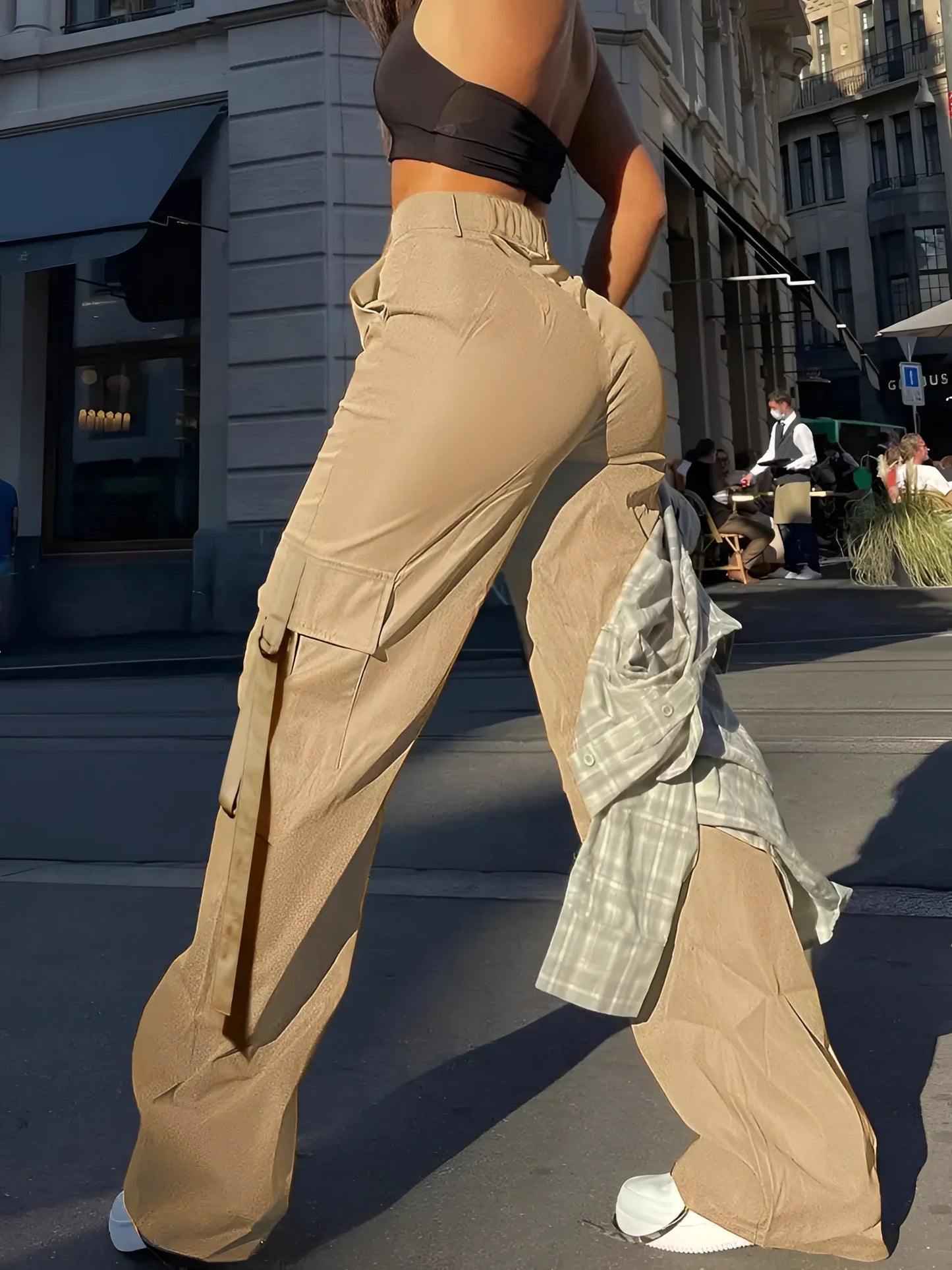 Merche High-Waist Cargo Hose Schwarz - Trendige Streetwear Hosen