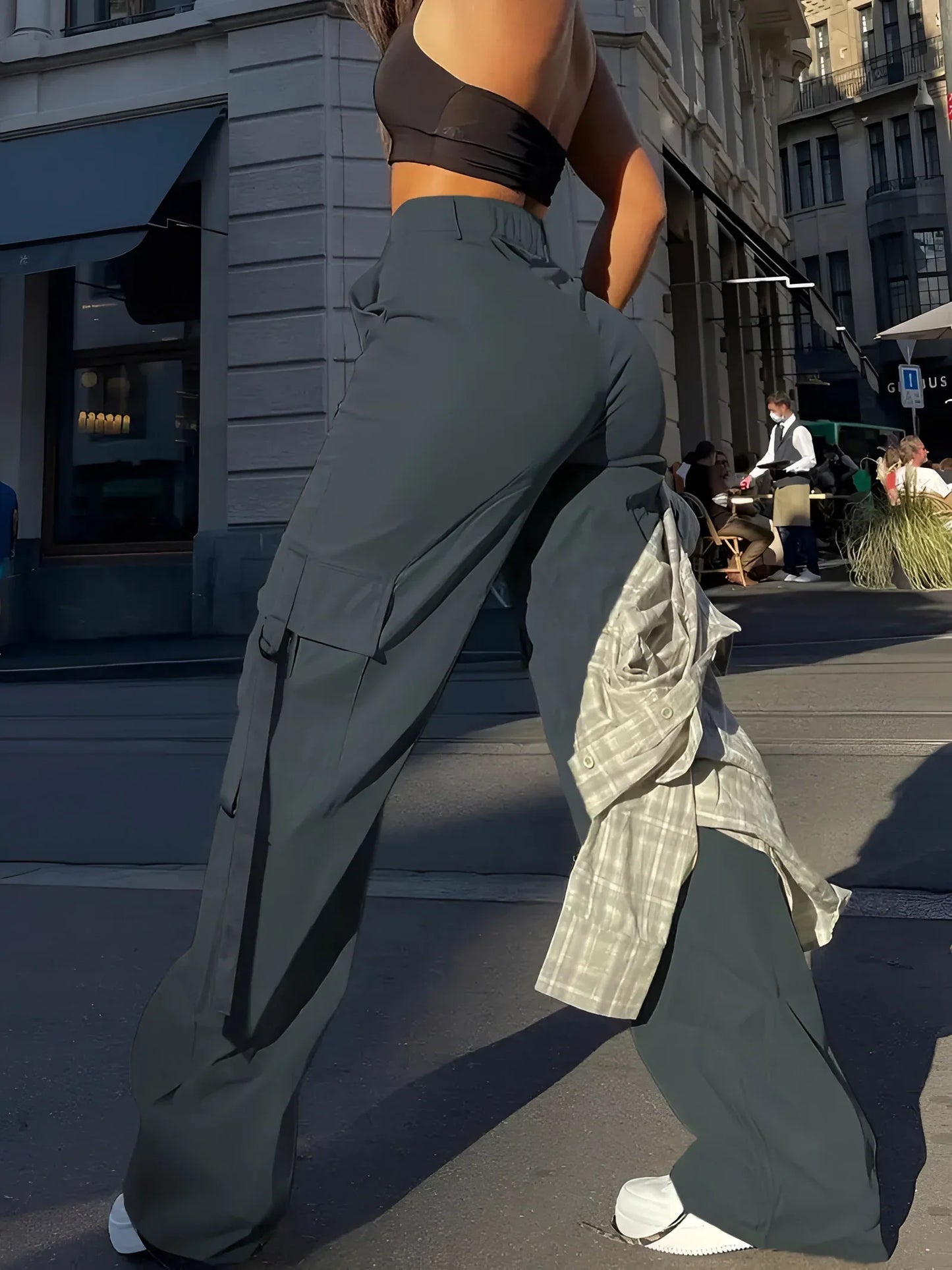 Merche High-Waist Cargo Hose Schwarz - Trendige Streetwear Hosen