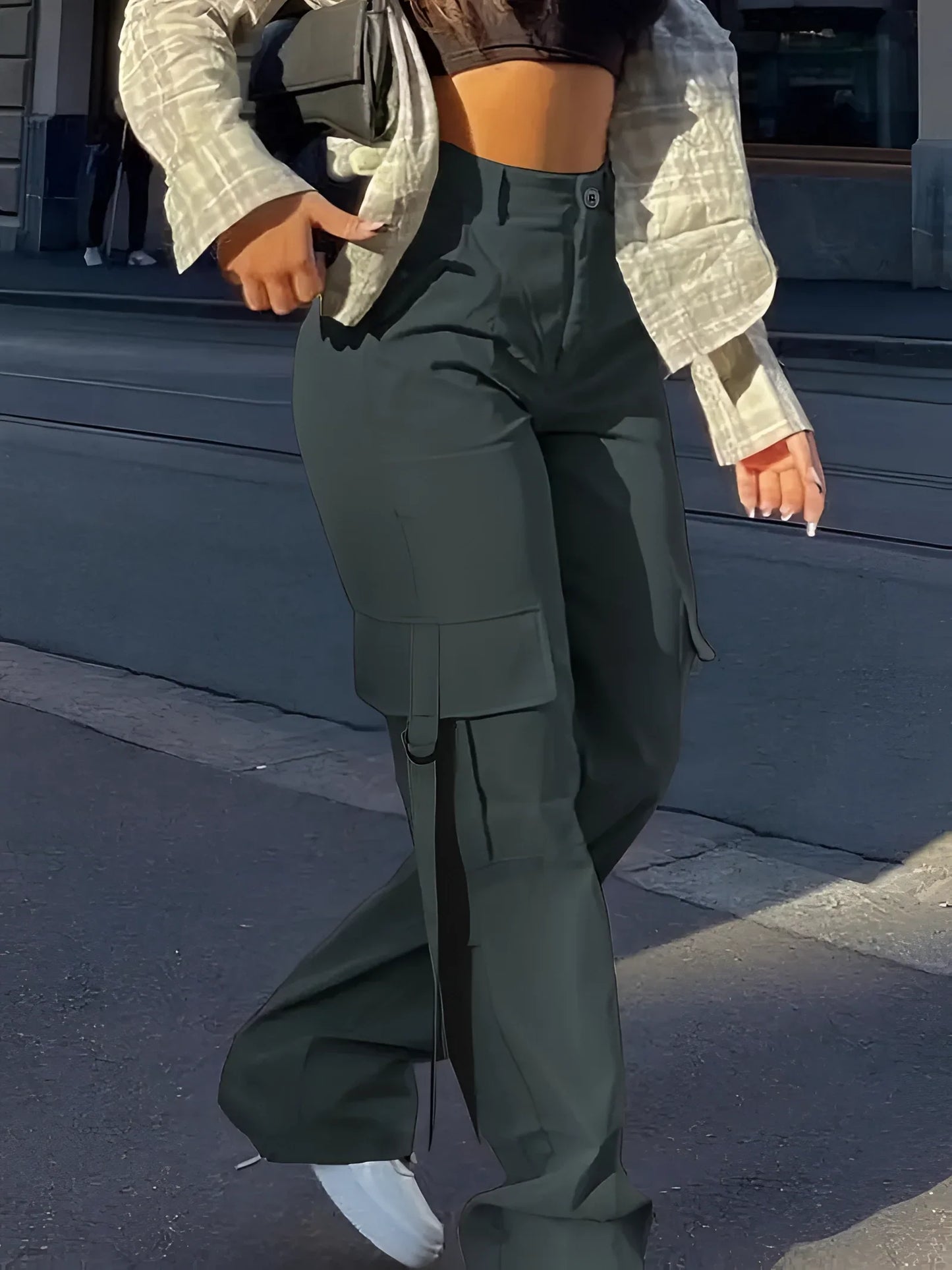 Merche High-Waist Cargo Hose Schwarz - Trendige Streetwear Hosen