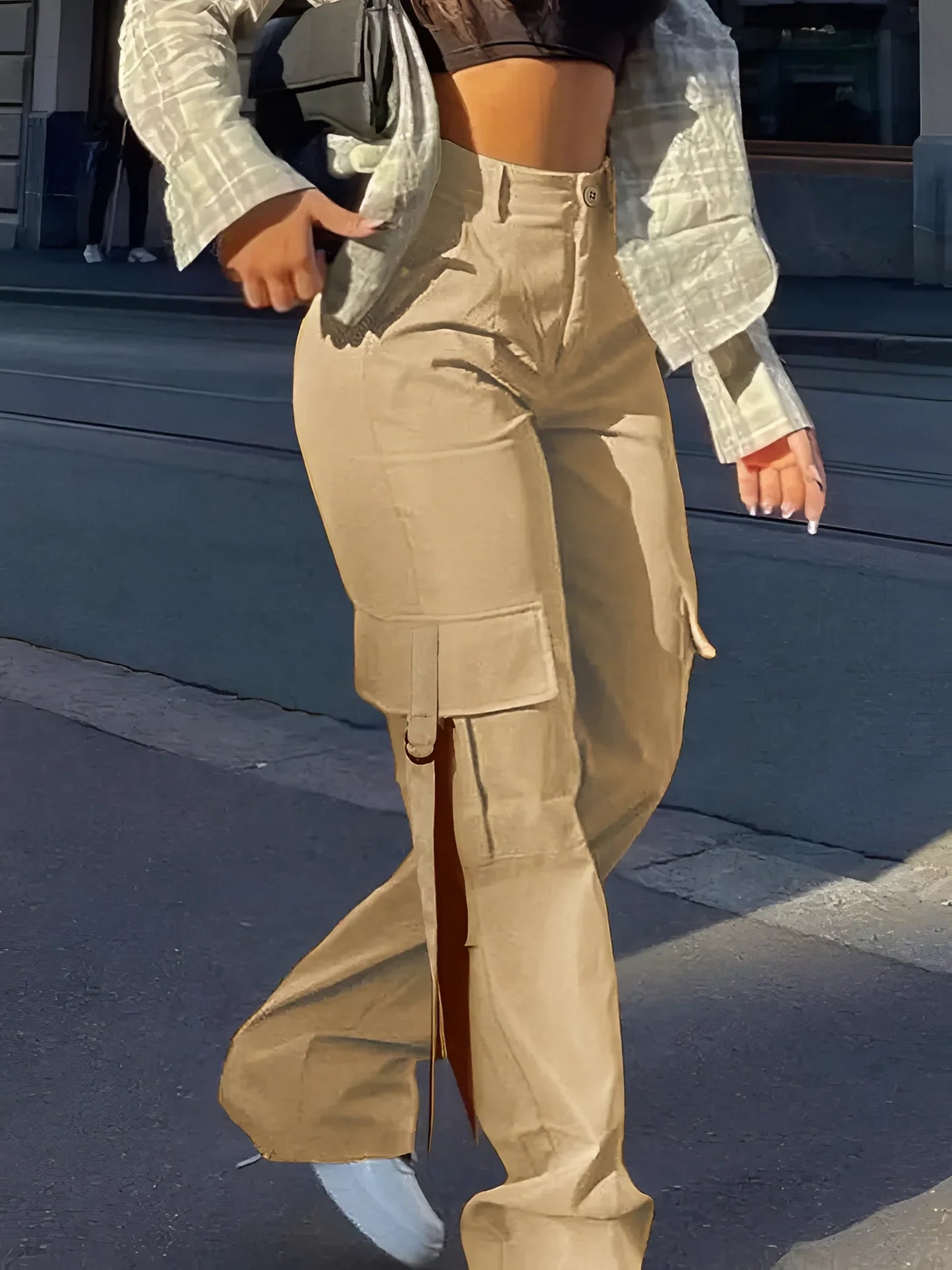 Merche High-Waist Cargo Hose Schwarz - Trendige Streetwear Hosen
