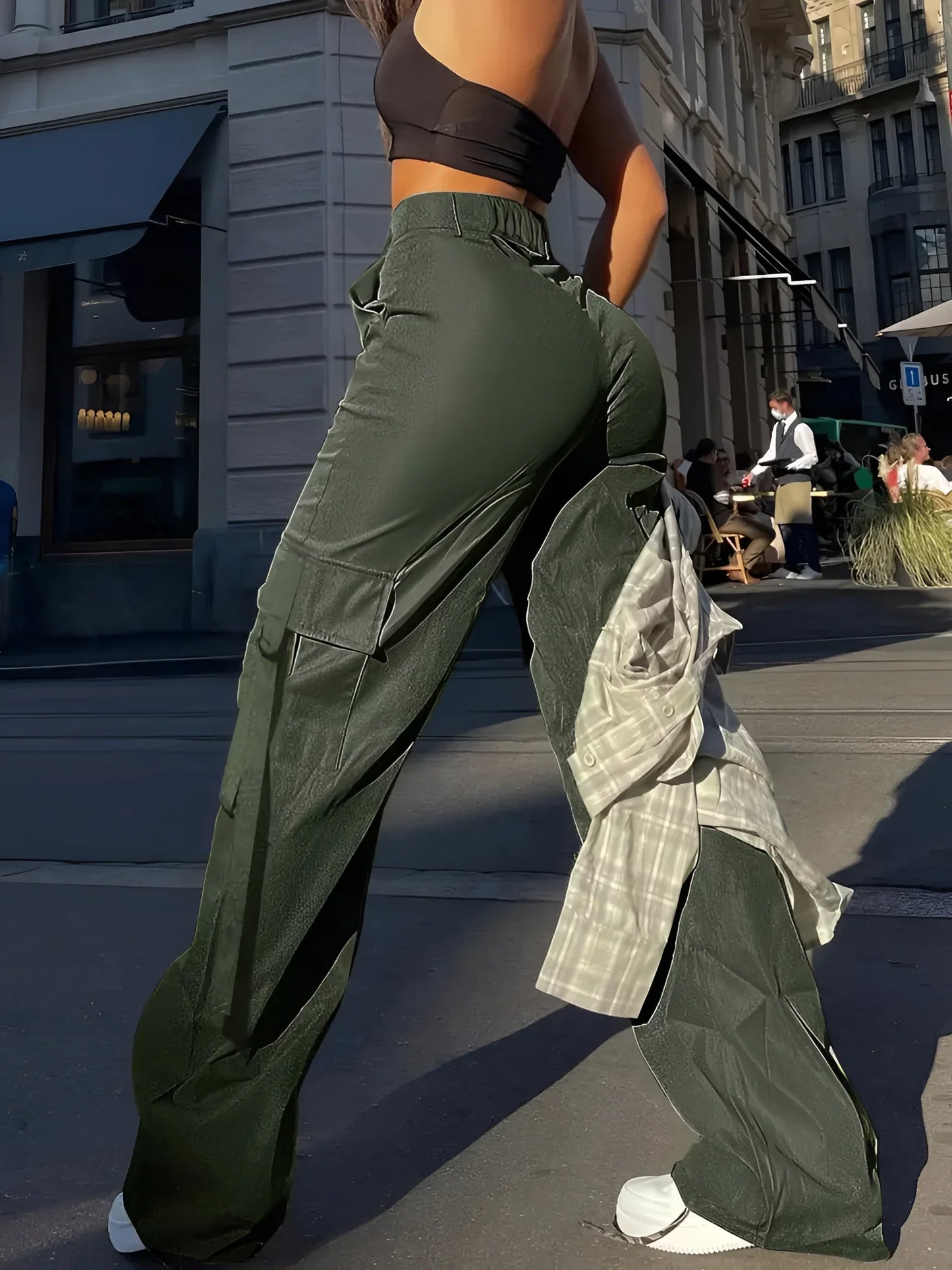 Merche High-Waist Cargo Hose Schwarz - Trendige Streetwear Hosen