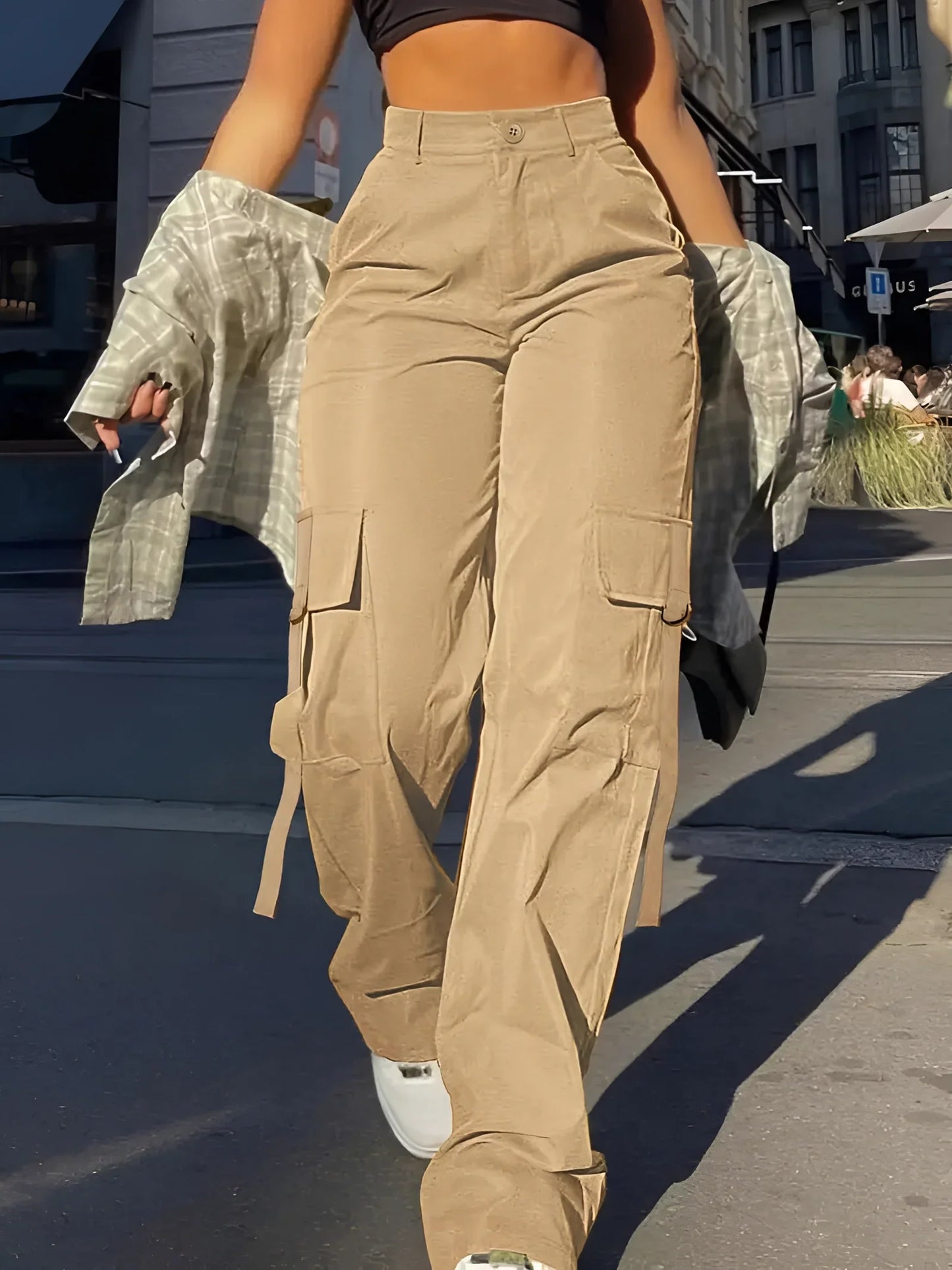 Merche High-Waist Cargo Hose Schwarz - Trendige Streetwear Hosen