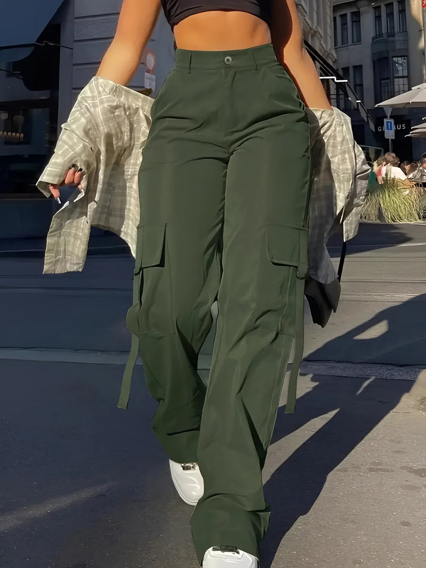 Merche High-Waist Cargo Hose Schwarz - Trendige Streetwear Hosen