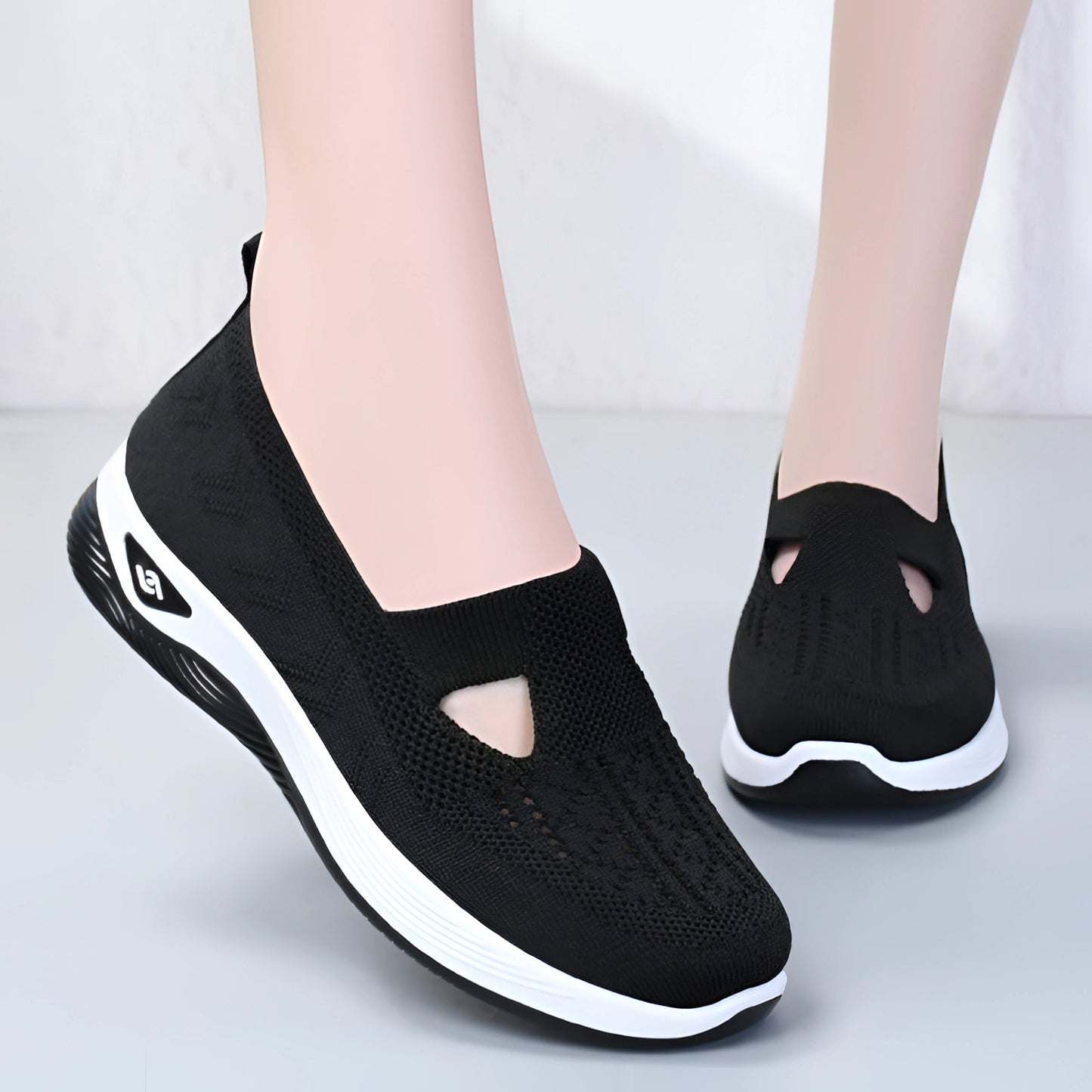 Merche Slip-On Sneaker Schwarz Mesh - Leicht, Atmungsaktiv, Modisch