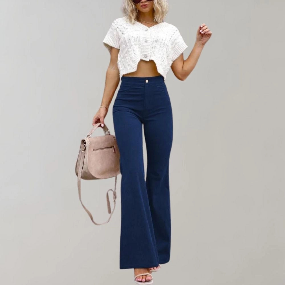Merche Tan Cordhosen Schlaghosen Hochgeschnitten Retro-Chic