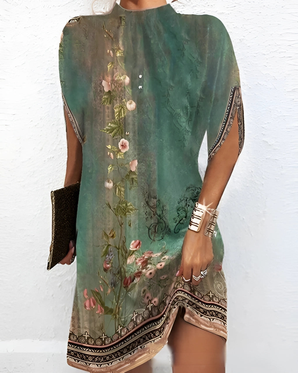 Merche Blumenmusterkleid mit Schlüsselloch - Sommerkleid Damen