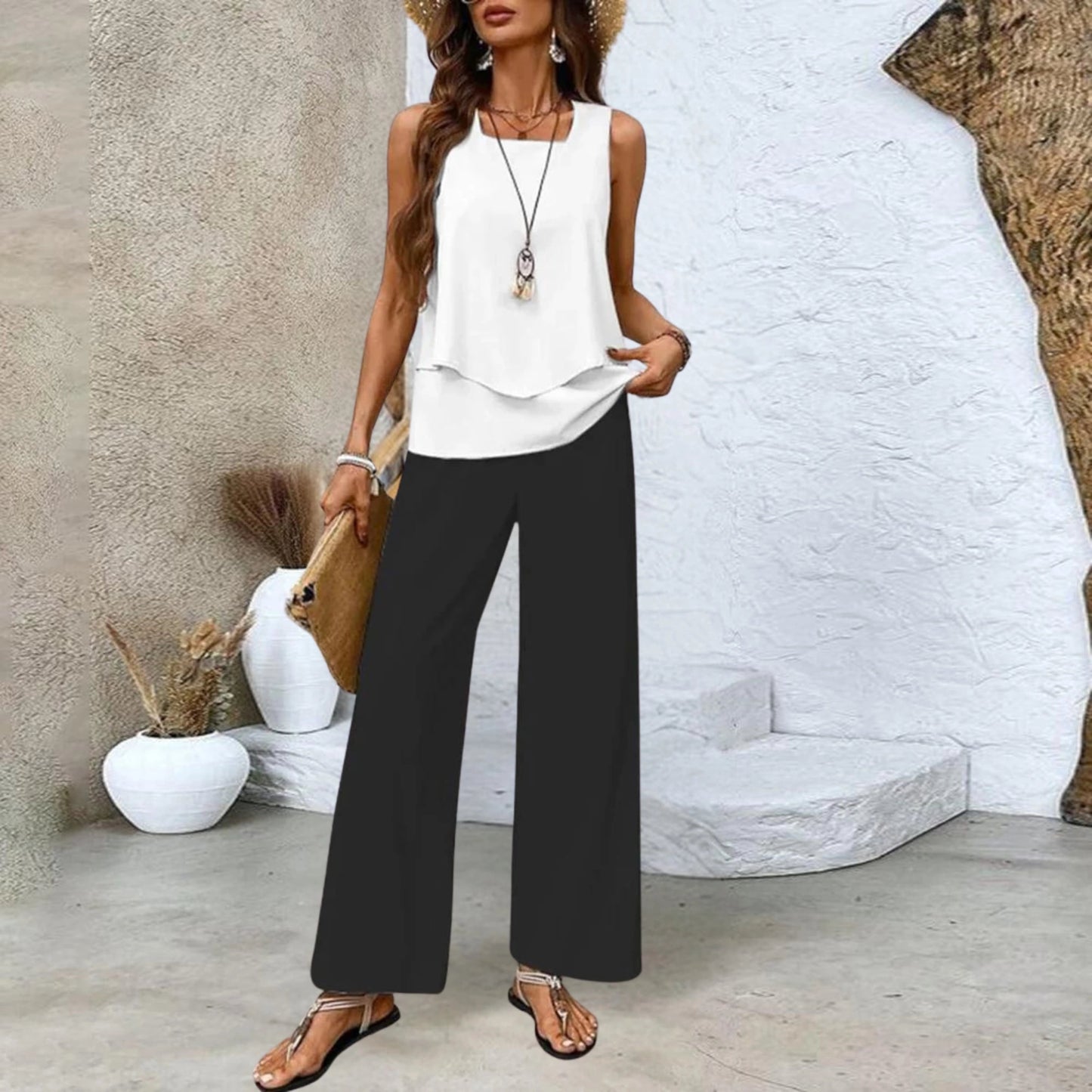 Merche Chiffon-Top & florale Hosen - elegante Sommermode Damen