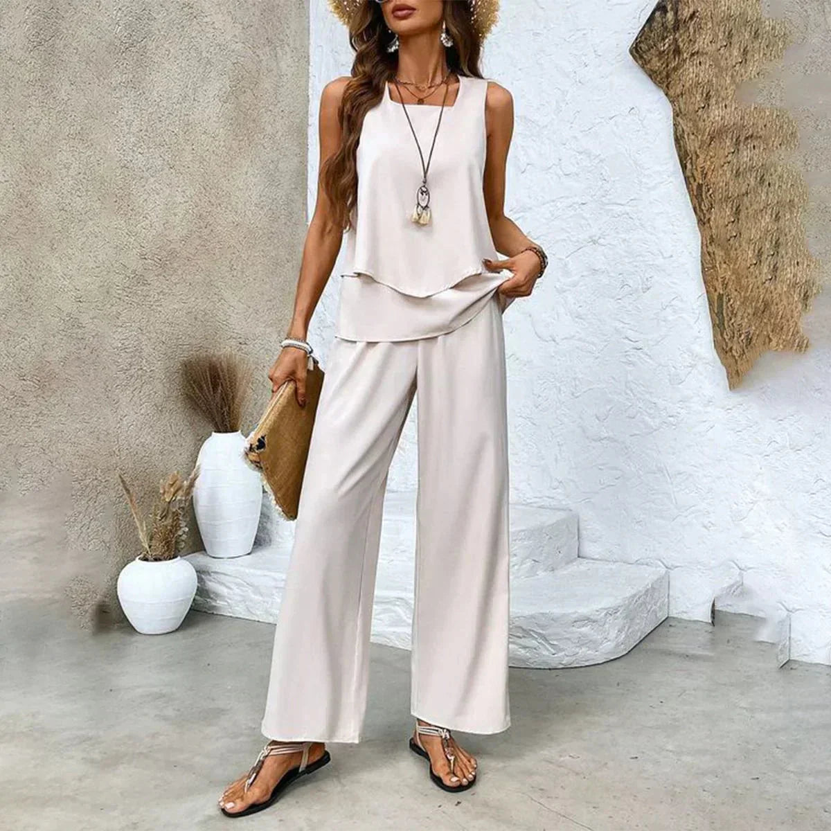 Merche Chiffon-Top & florale Hosen - elegante Sommermode Damen