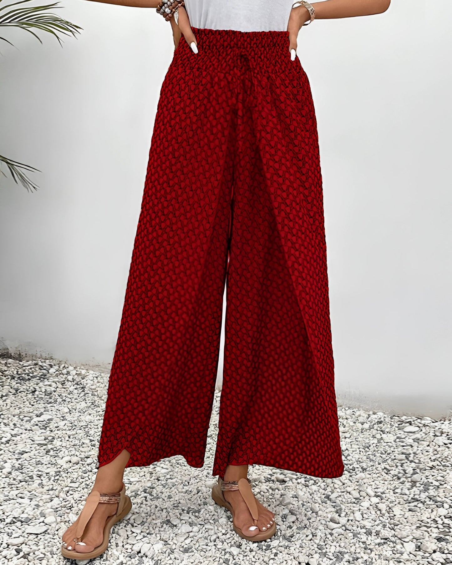 Merche Bohemian Hochtaillen Palazzo Hosen - Sommerhose Damen