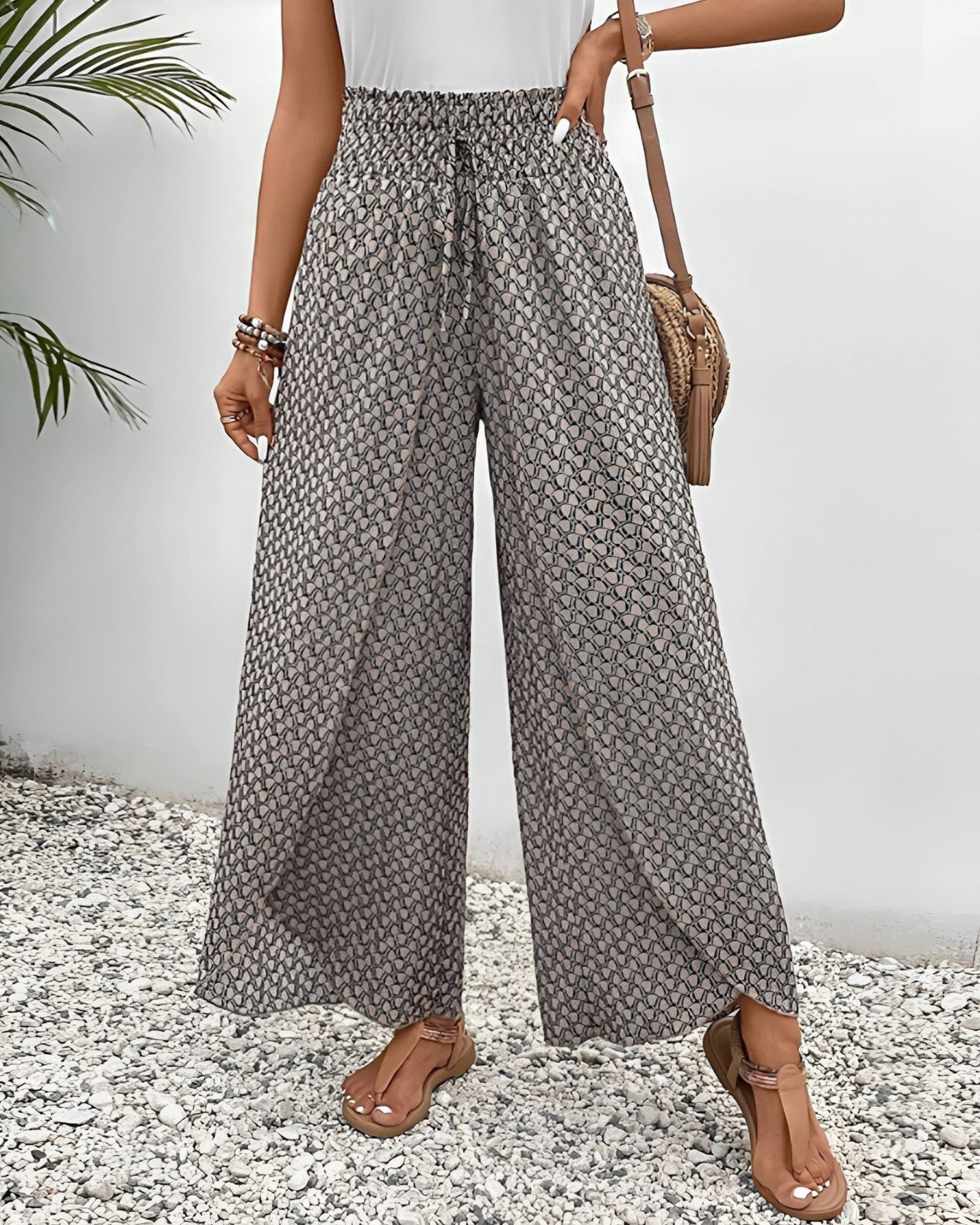Merche Bohemian Hochtaillen Palazzo Hosen - Sommerhose Damen