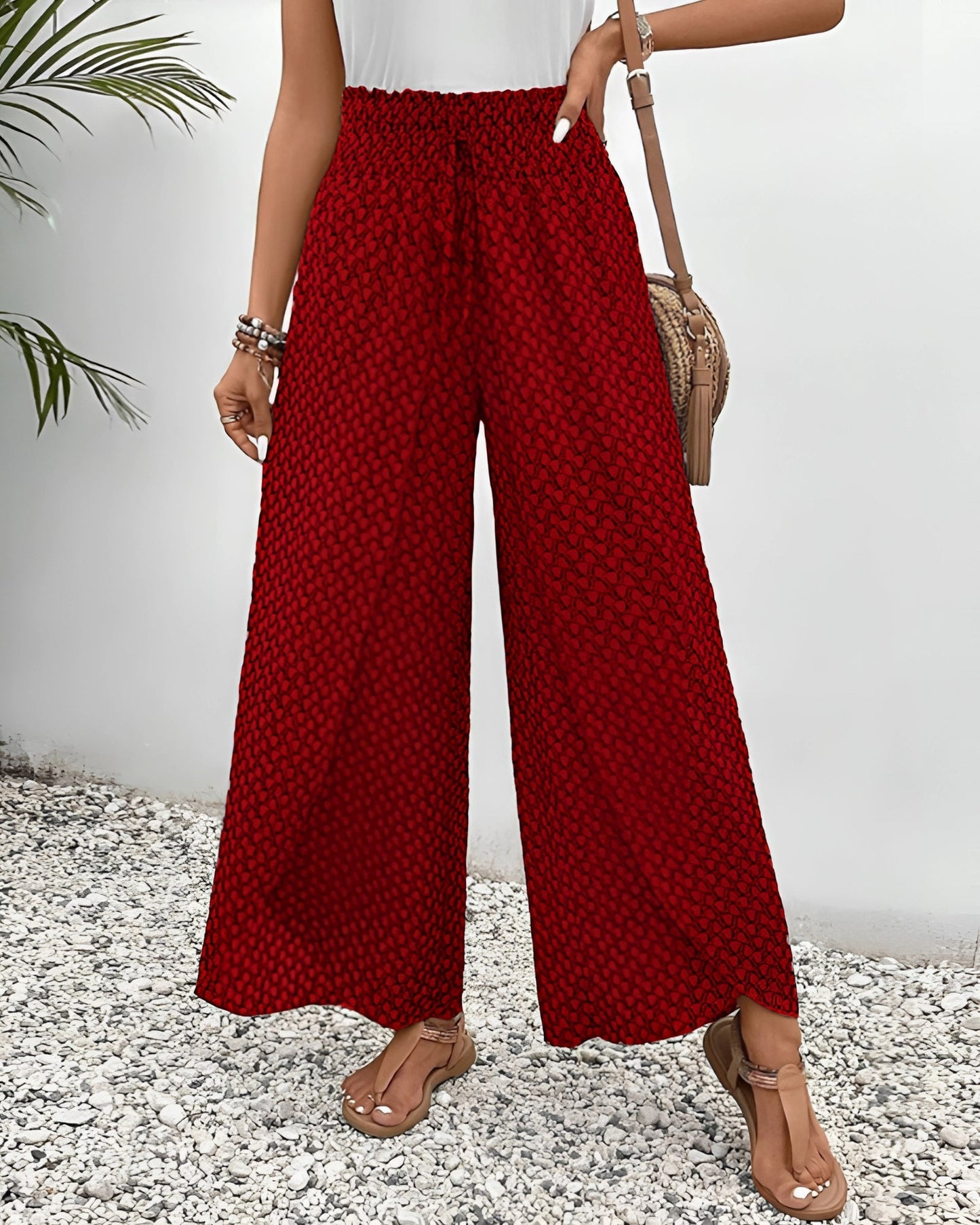 Merche Bohemian Hochtaillen Palazzo Hosen - Sommerhose Damen