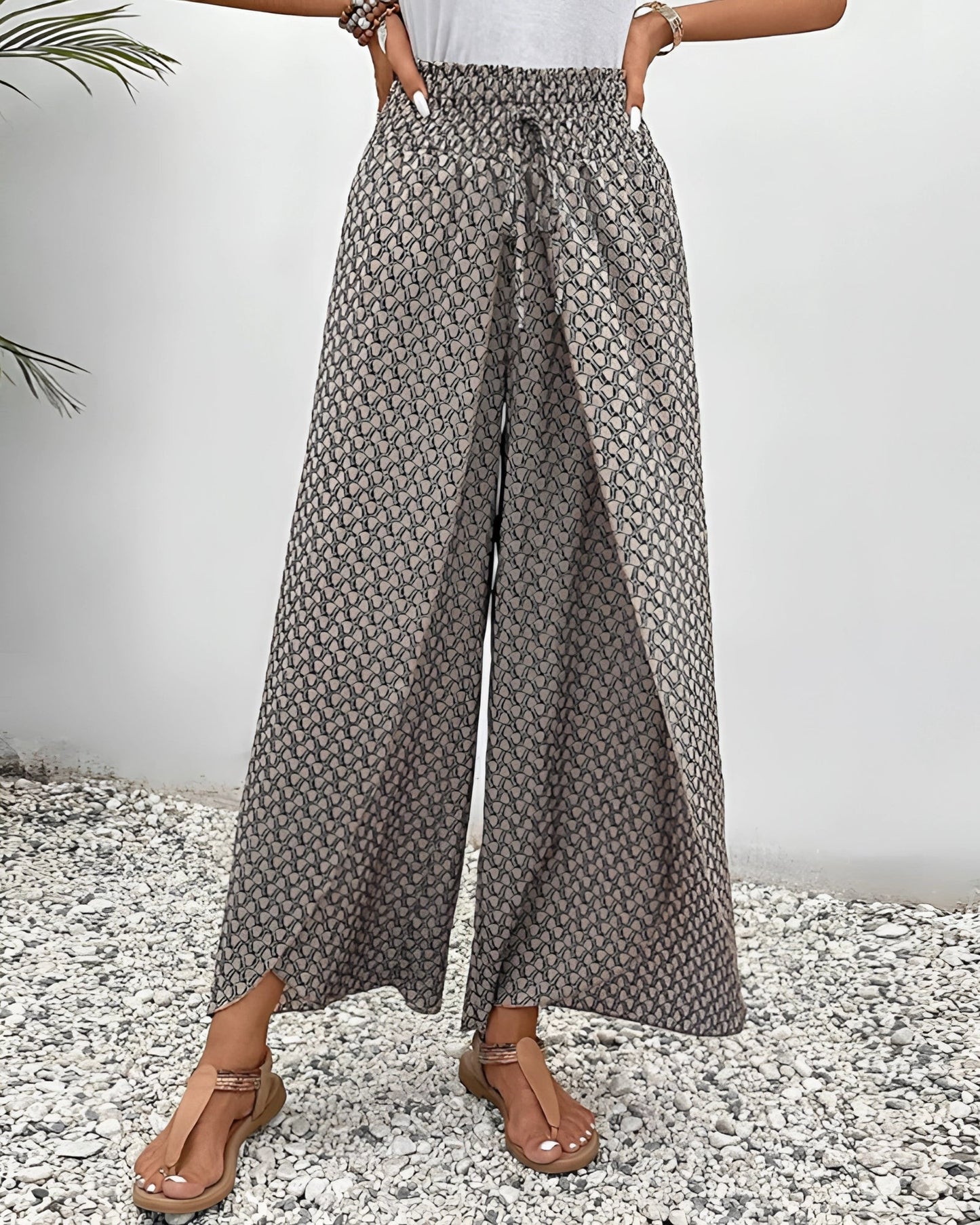 Merche Bohemian Hochtaillen Palazzo Hosen - Sommerhose Damen