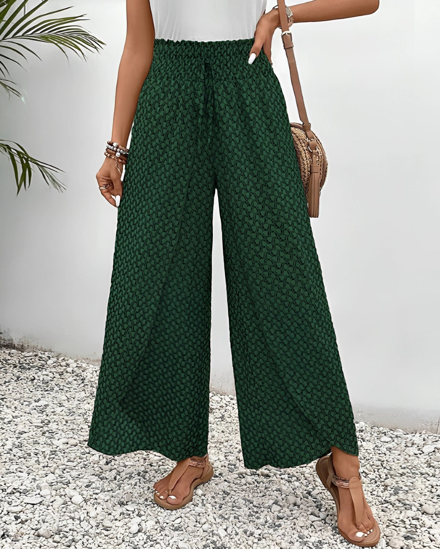Merche Bohemian Hochtaillen Palazzo Hosen - Sommerhose Damen