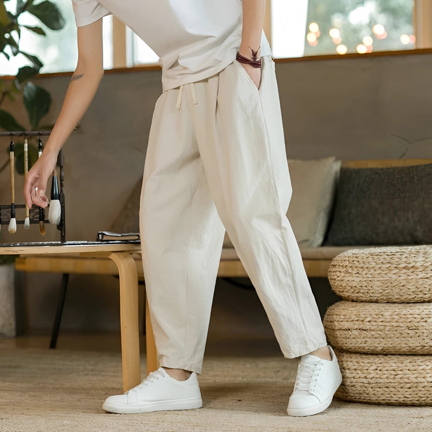 Merche Unisex Plissee-Hosen – Bequem, Atmungsaktive Baumwolle