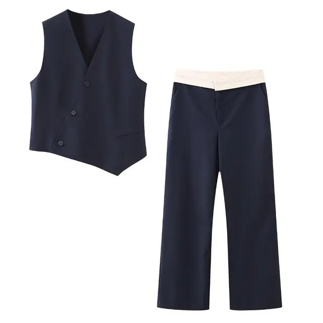 Merche - Lässiger 2-teiliger asymmetrischer Hosenanzug - Sommer