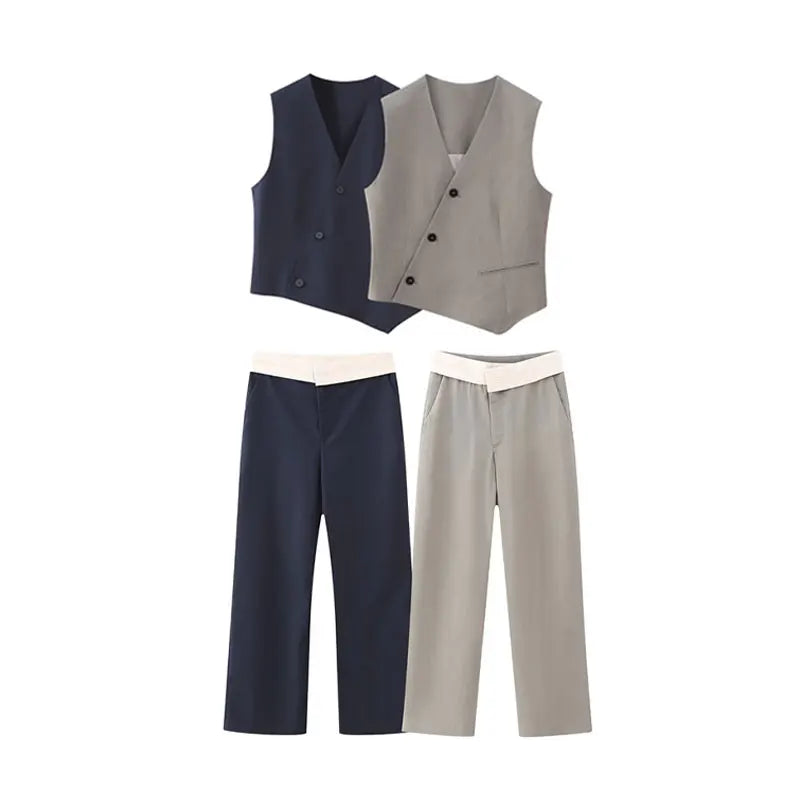 Merche - Lässiger 2-teiliger asymmetrischer Hosenanzug - Sommer