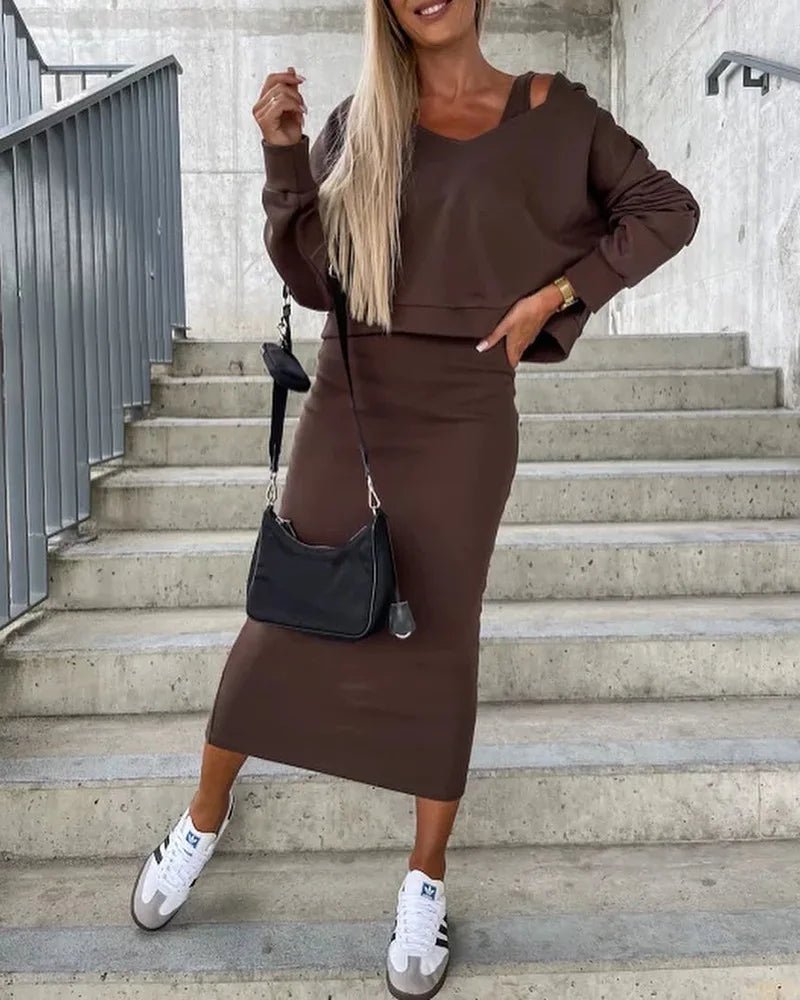 Merche Streetwear-Set in schlankem einfarbigem Design