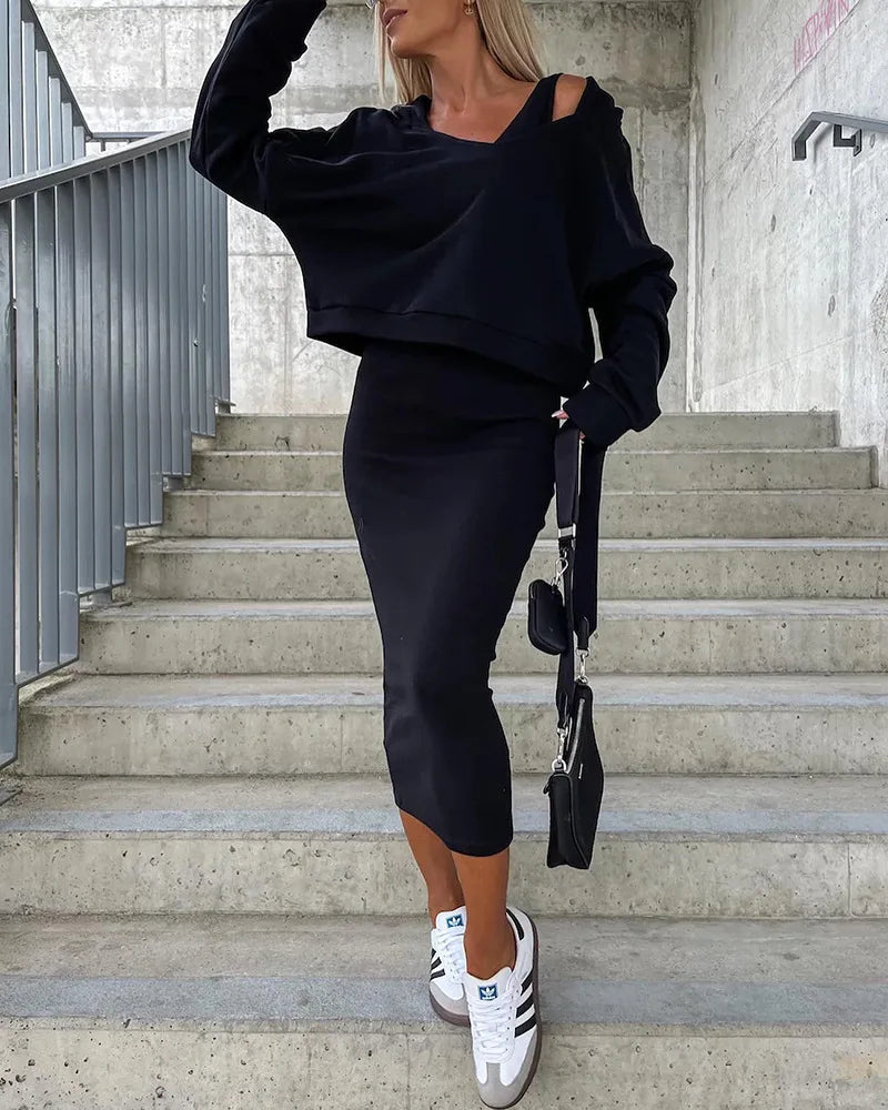Merche Streetwear-Set in schlankem einfarbigem Design