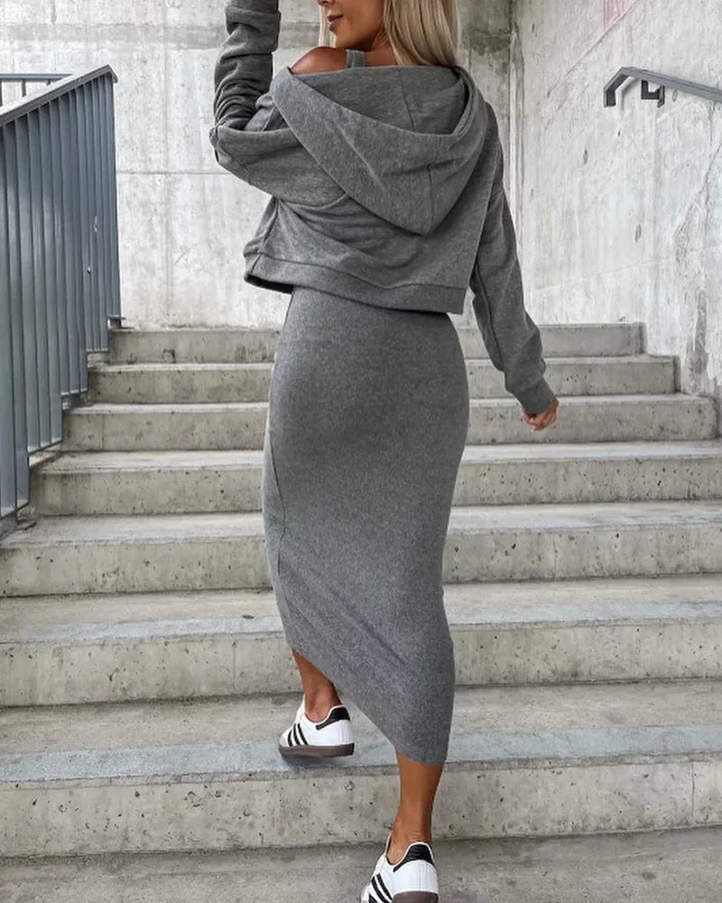 Merche Streetwear-Set in schlankem einfarbigem Design