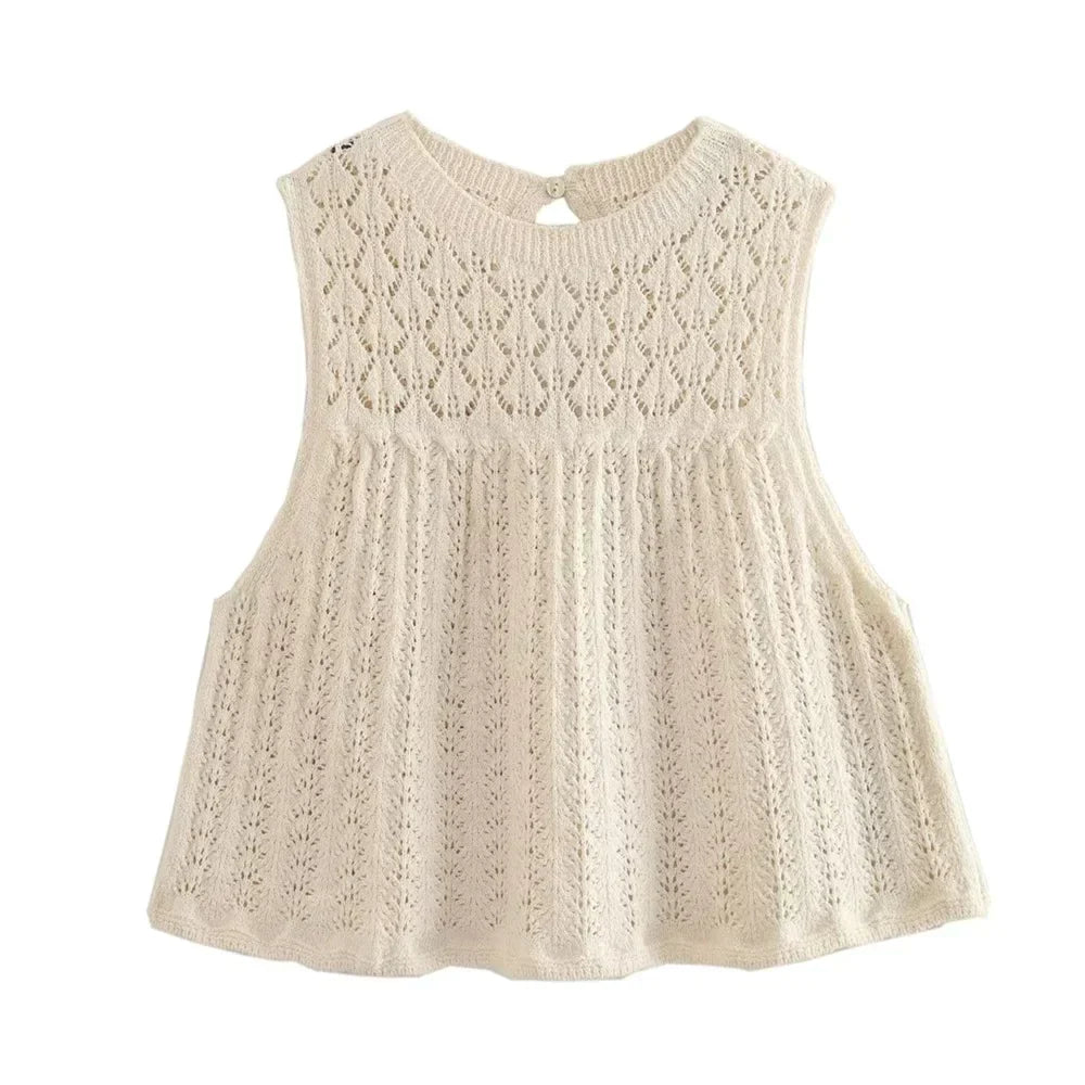 Merche Freizeit-Set mit ärmellosem Strick-Top und weitem Rock