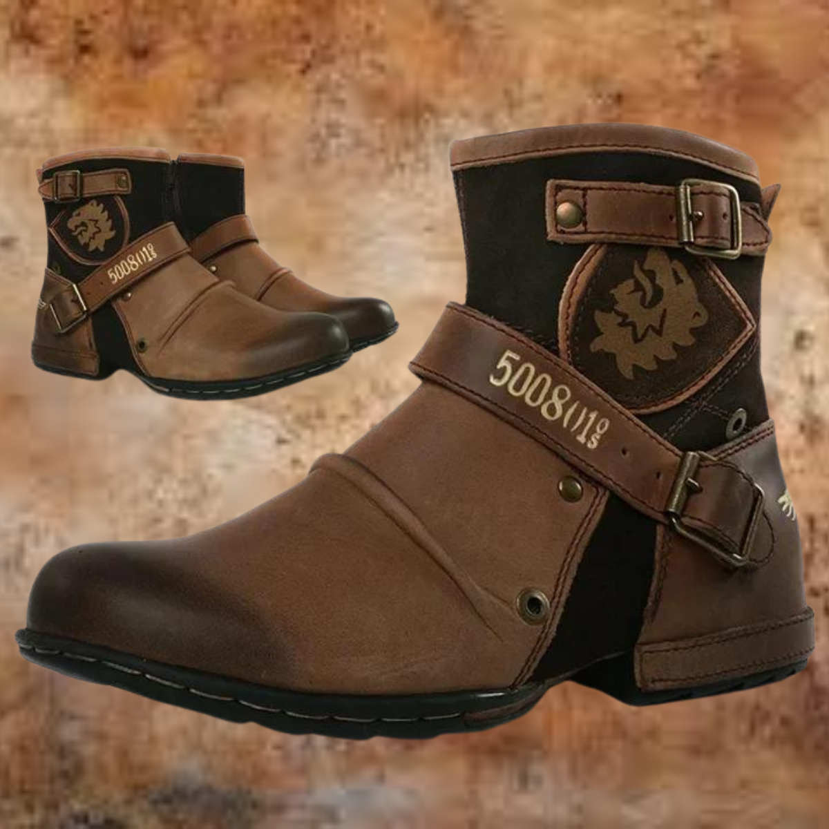 WW | Weinlese Stiefeletten Mit Schnallenriemen Und Rutschfester Sohle