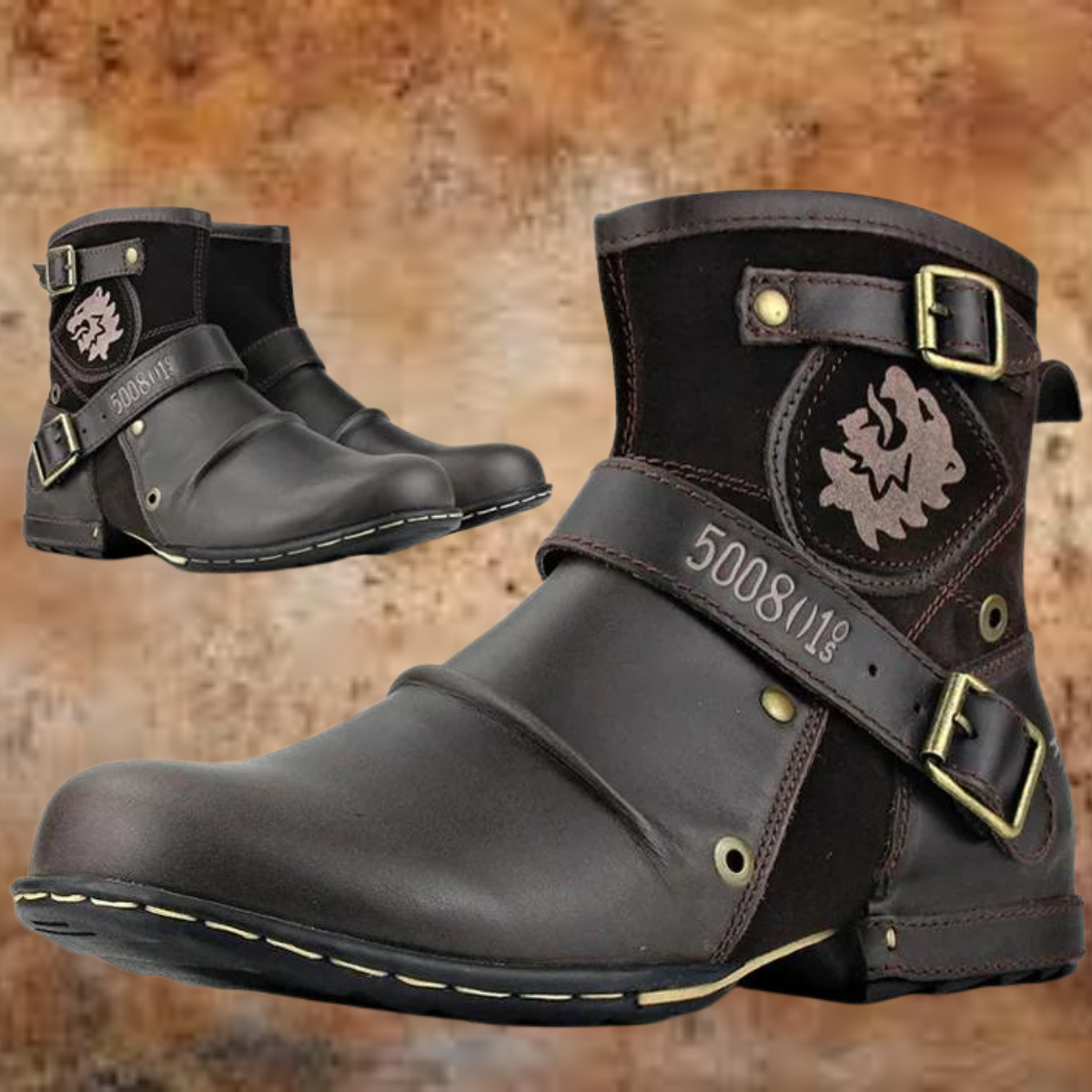 WW | Weinlese Stiefeletten Mit Schnallenriemen Und Rutschfester Sohle