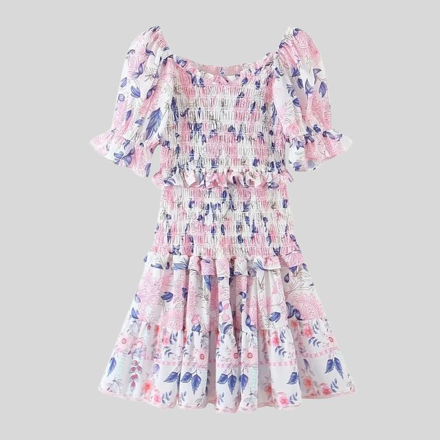 Blumenkleid mit Puffärmeln