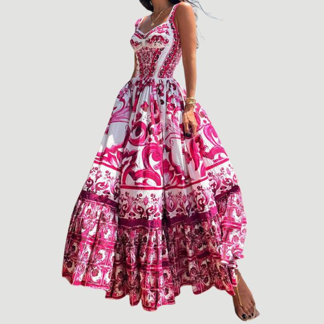 Bohemisches Maxikleid mit Spaghettiträgern