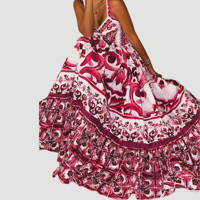 Bohemisches Maxikleid mit Spaghettiträgern