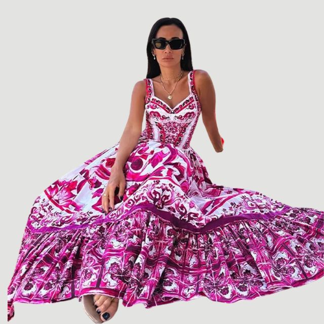 Bohemisches Maxikleid mit Spaghettiträgern