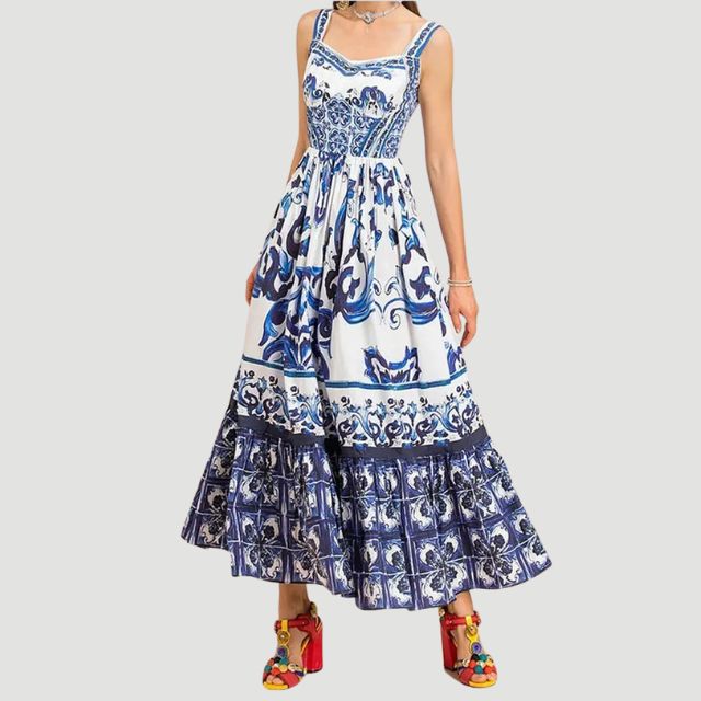 Bohemisches Maxikleid mit Spaghettiträgern