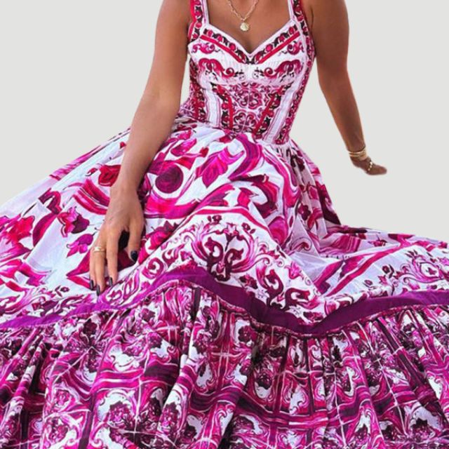 Bohemisches Maxikleid mit Spaghettiträgern