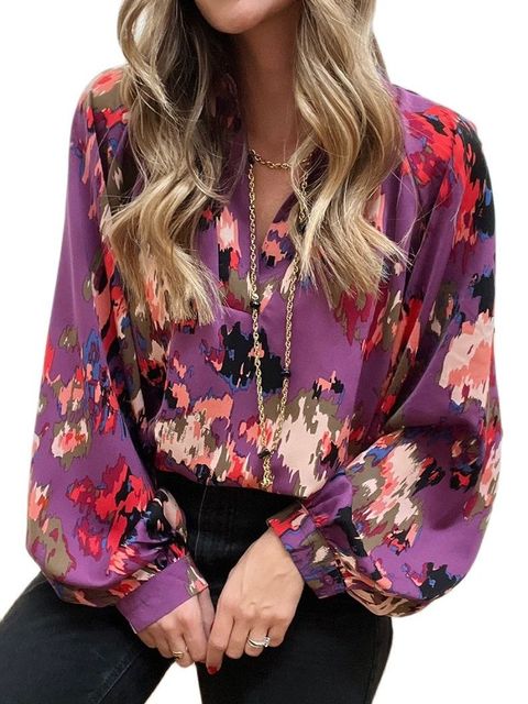 Merche Druck Design mit luftigen losen Ärmel Sommerbluse für Frauen