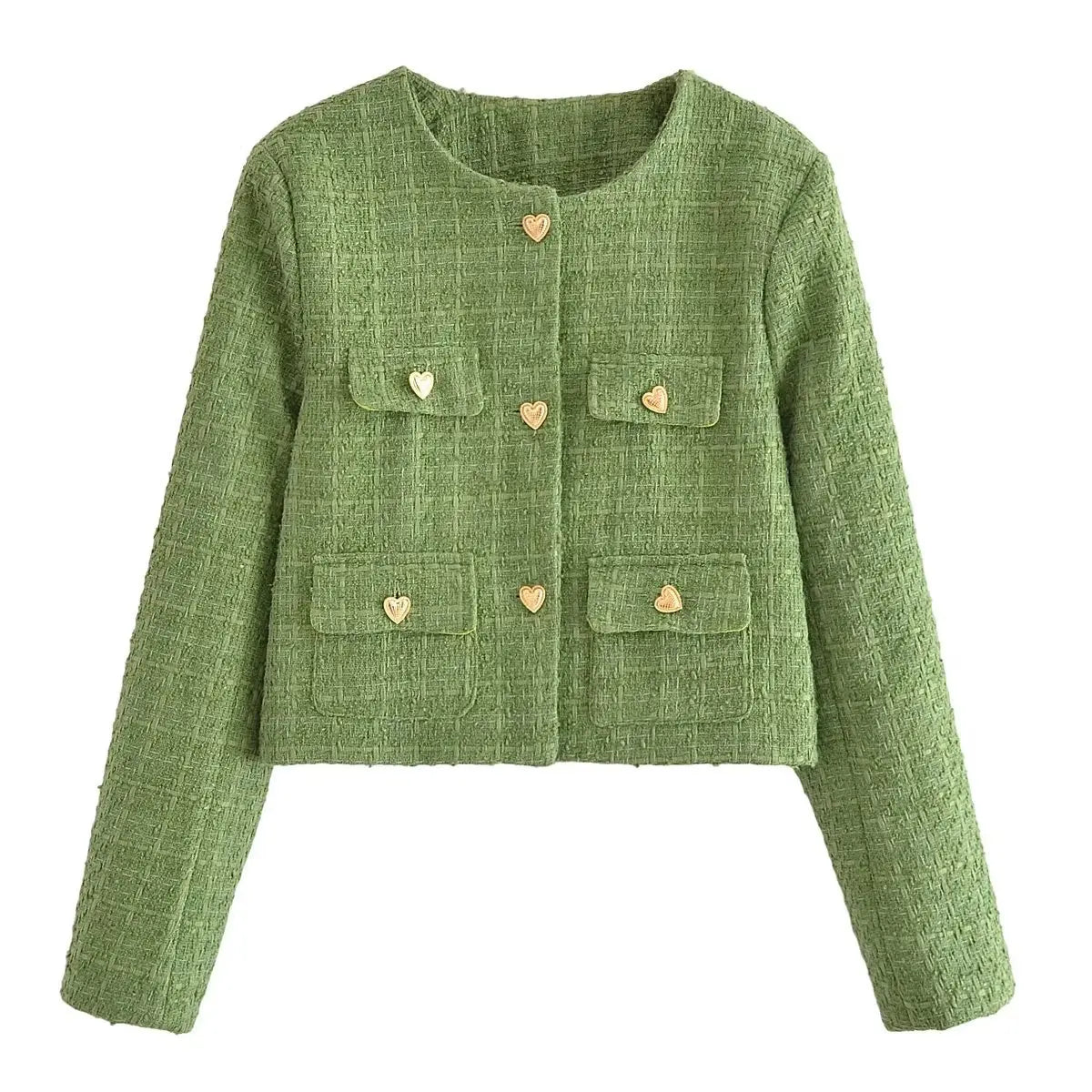Merche Jacka med hjärtknappar med kort kjol streetwear set