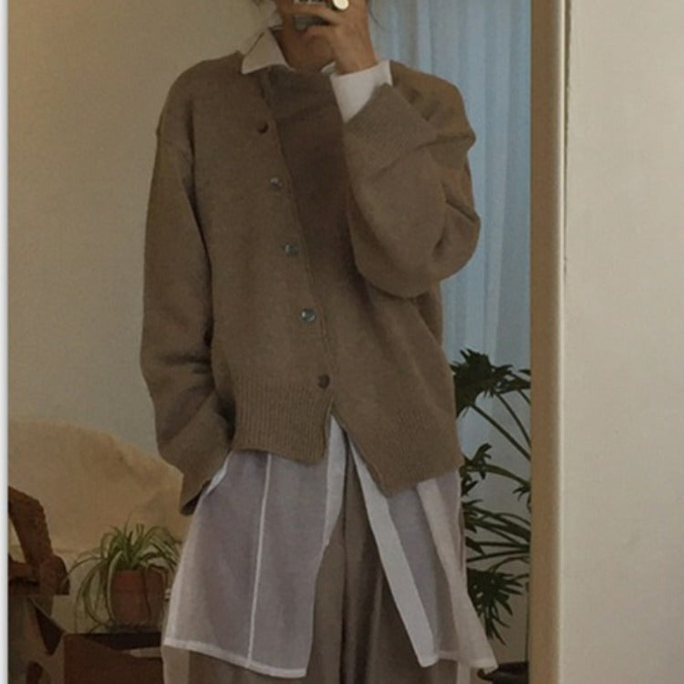 WW | Weiche Kaschmirstrickjacke Mit Diagalem Knopfverschluss
