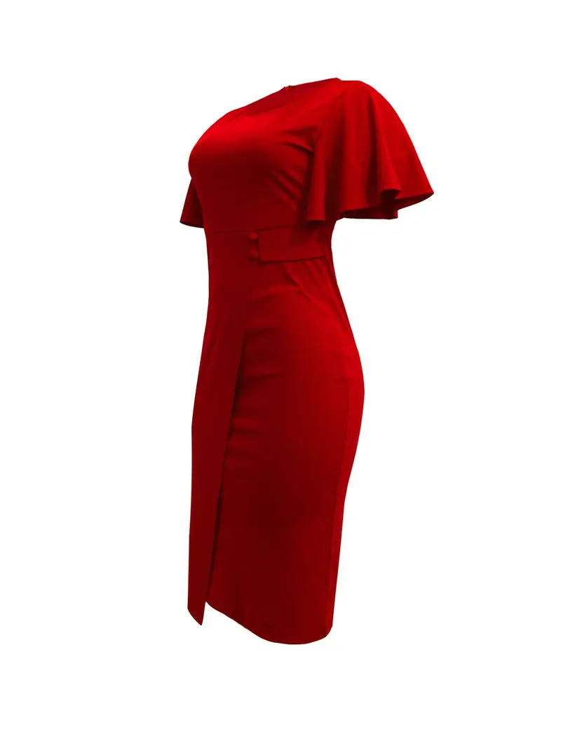 – elegantes wickelkleid mit schlitz für frühling und sommer