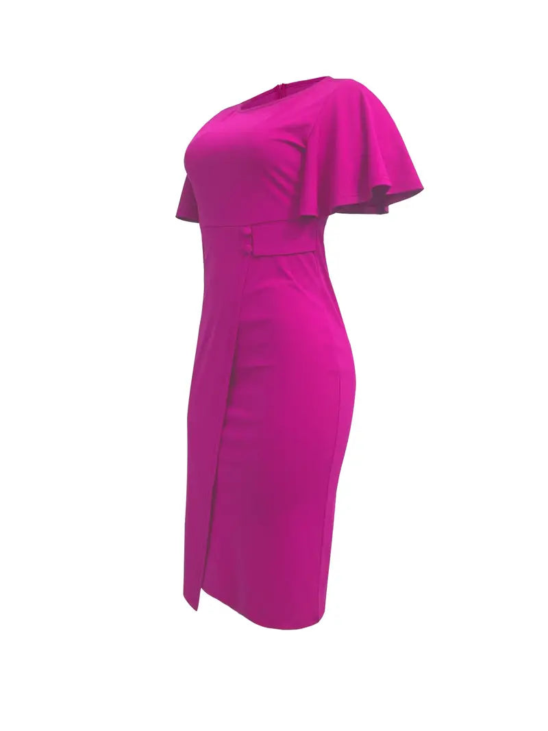 – elegantes wickelkleid mit schlitz für frühling und sommer