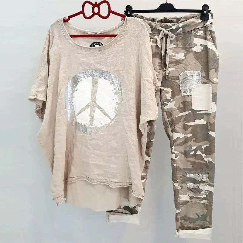 WW | Zweiteiliges Camouflage Outfit Für Damen Trendiges Outfit