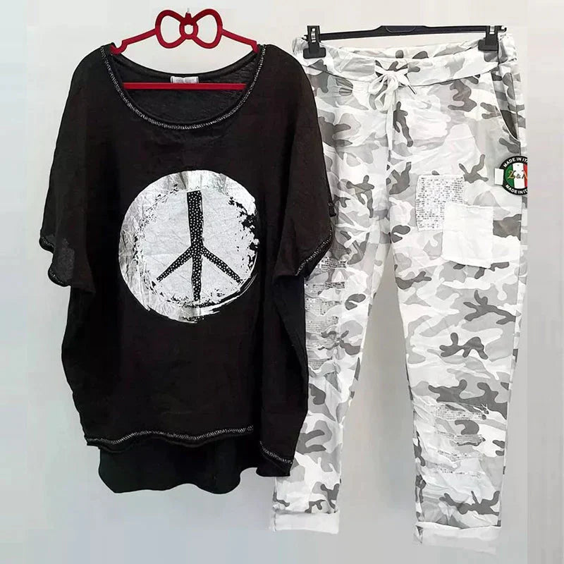 WW | Zweiteiliges Camouflage Outfit Für Damen Trendiges Outfit