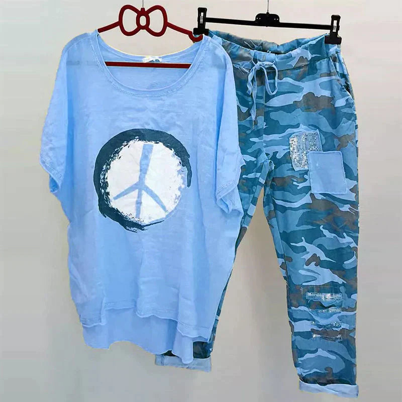 WW | Zweiteiliges Camouflage Outfit Für Damen Trendiges Outfit