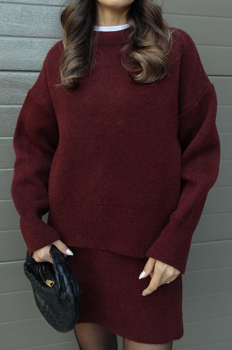 WW | Zweiteiliges Strick Satz Für Damen Mit Pullover Und Rock