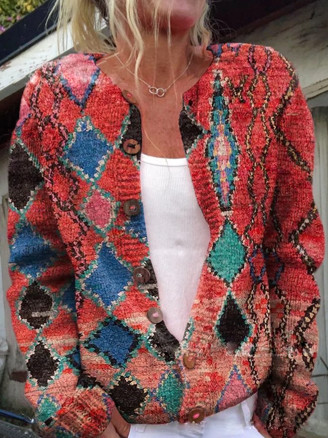 WW | Weiche Strickjacke Mit Blütenstickerei