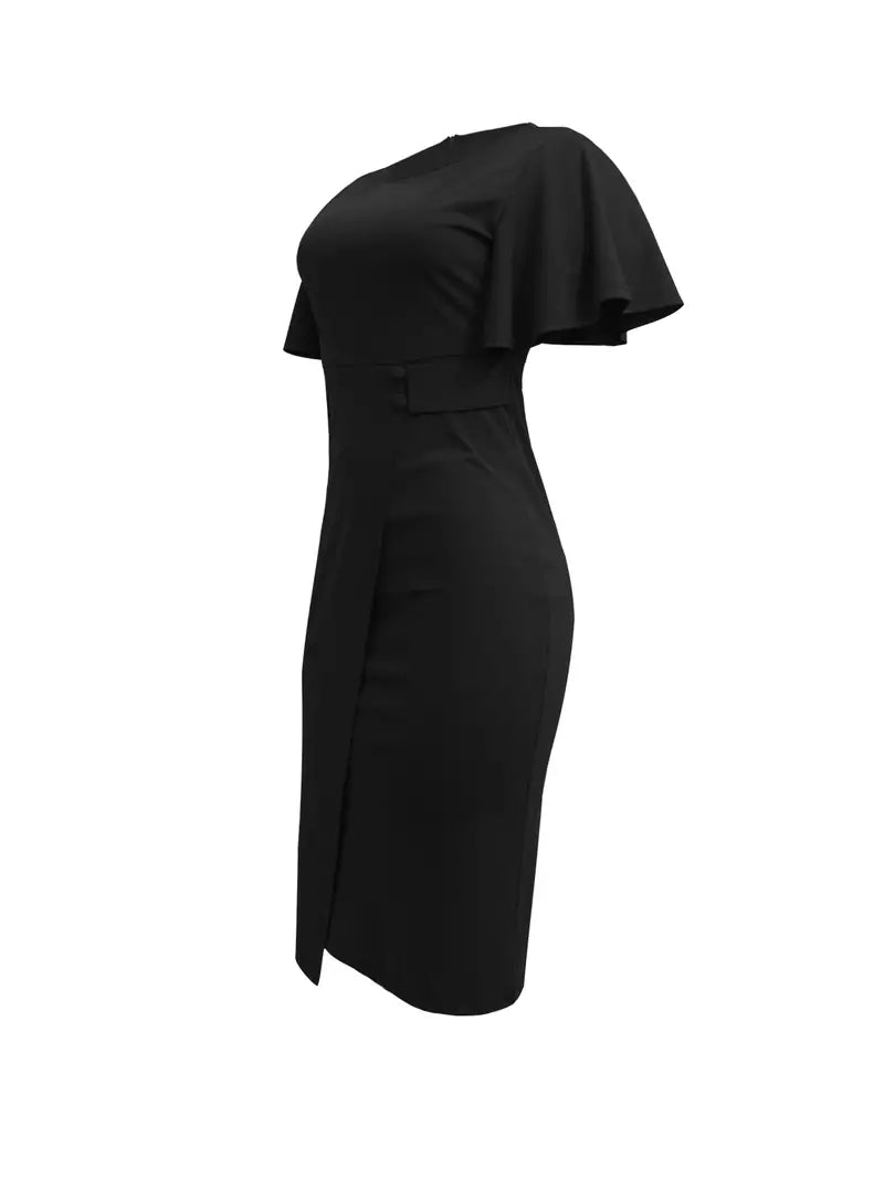 – elegantes wickelkleid mit schlitz für frühling und sommer
