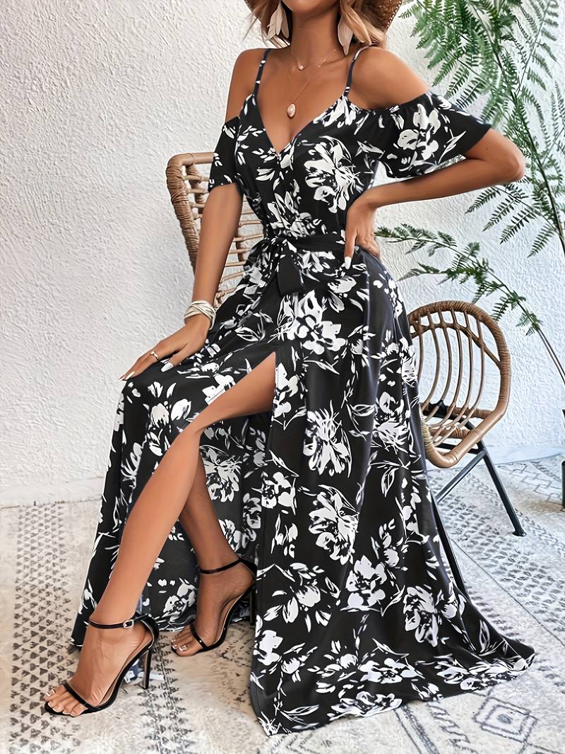– elegantes, ärmelloses a-linien-kleid mit schlitz